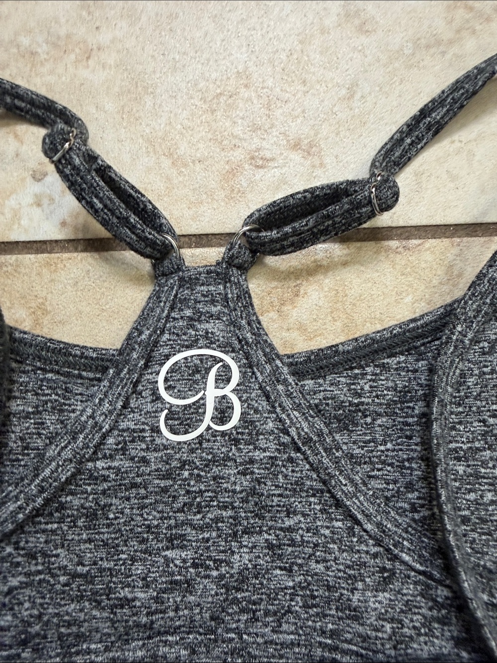 Bombshell Women’s Dark Gray Strappy Crop Tank Top - Picture 3 of 5